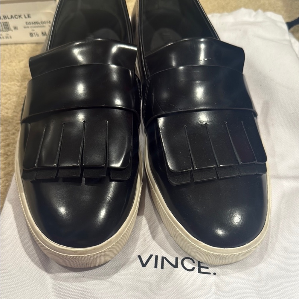 Vince Berlin Black Leather Loafers